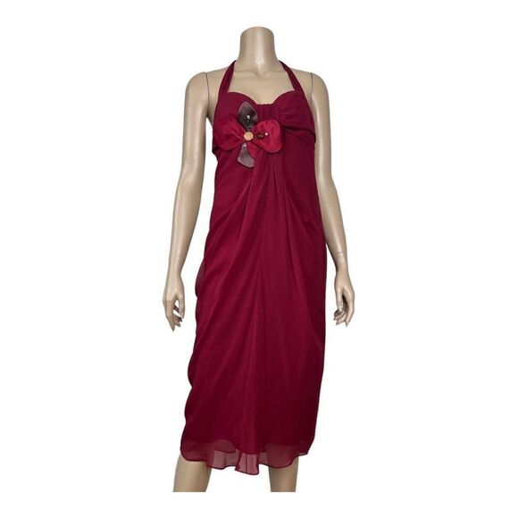 NWT Meghan Fabulous Silk Halter Flower Corsage  Boho Dress - Picture 1 of 11